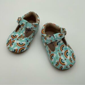 Monkey Feet Rainbow Leather T-Strap Baby Shoes 3M-6M Great Condition!